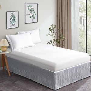 Silver Grey Circle Quilted Bed Skirt